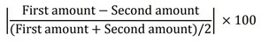 percentage difference formula numerical  test