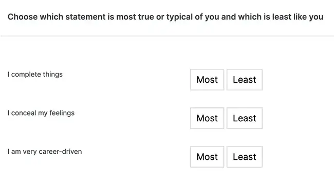 Personality and Preference Inventory Q1 statements